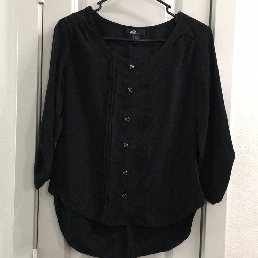 AGB Petite Super Soft Black Blouse Size Petite S